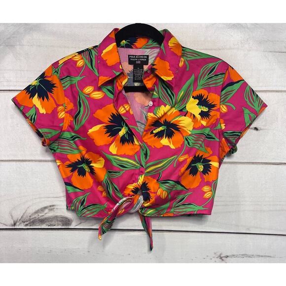 Polo Jeans Co. Ralph Lauren Tropical Crop Top Size MED - Picture 1 of 4